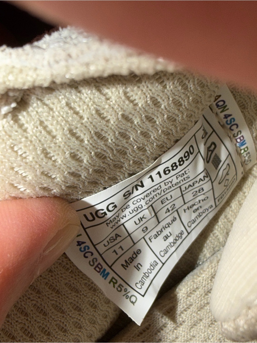 UGG Lo Lowmel Size 11 Off White Suede Mesh Sneakers - Picture 4 of 4